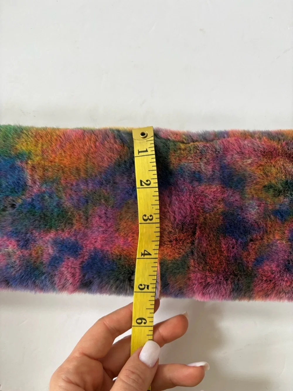 Fuzzy Tie Dye Bucket Hat Scarf Rainbow Faux Fur Festival‎ Y2K Streetwear Rave